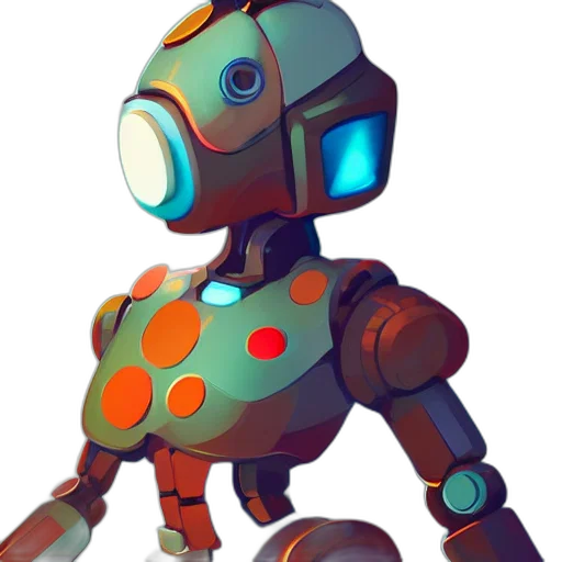 robot, concept art, 3d render, pixel art transparent PNG cut-out