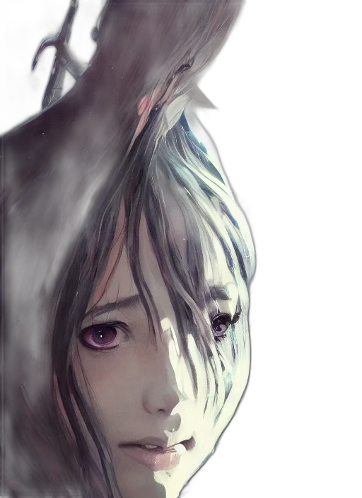 creature, mask, face, hair, watercolor, concept art, fantasy art, anime transparent PNG cut-out