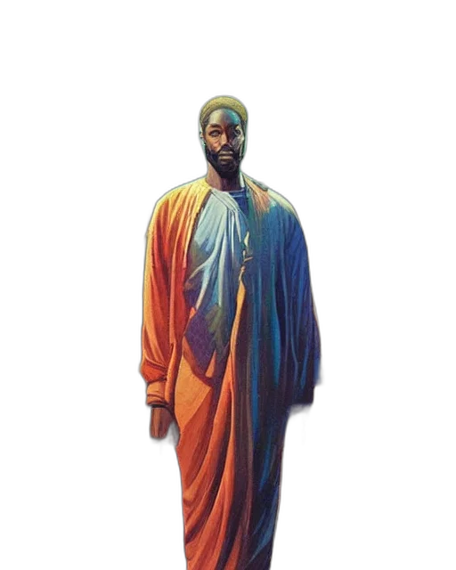 dress, jacket, staff, face, oil painting, concept art, vaporwave, pixel art transparent PNG cut-out