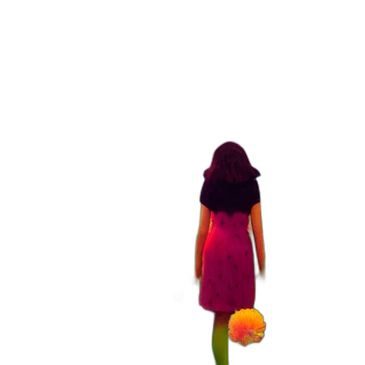 dress, hair, umbrella, creature, pixel art, 3d render, concept art, watercolor transparent PNG cut-out