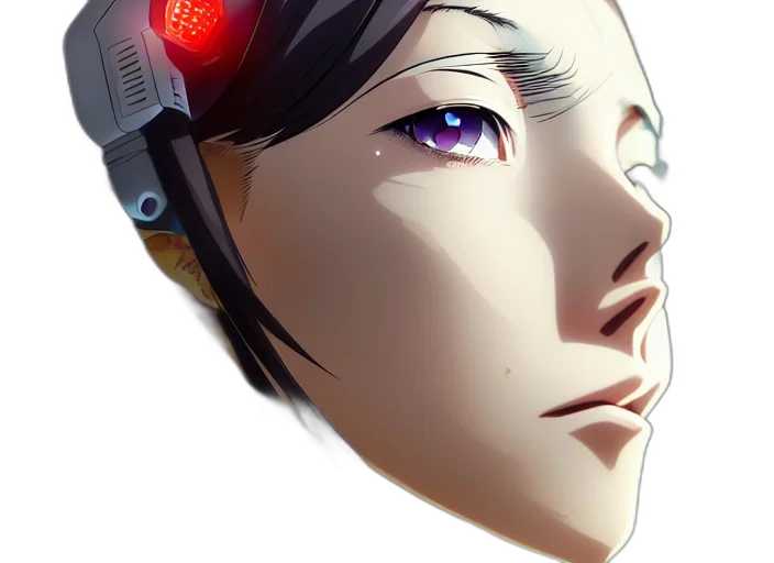 robot, face, mask, crown, cyberpunk, concept art, anime, 3d render transparent PNG cut-out