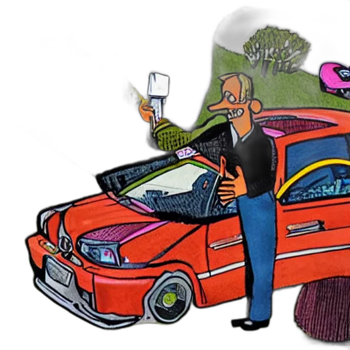car, concept art, cartoon, drawing transparent PNG cut-out