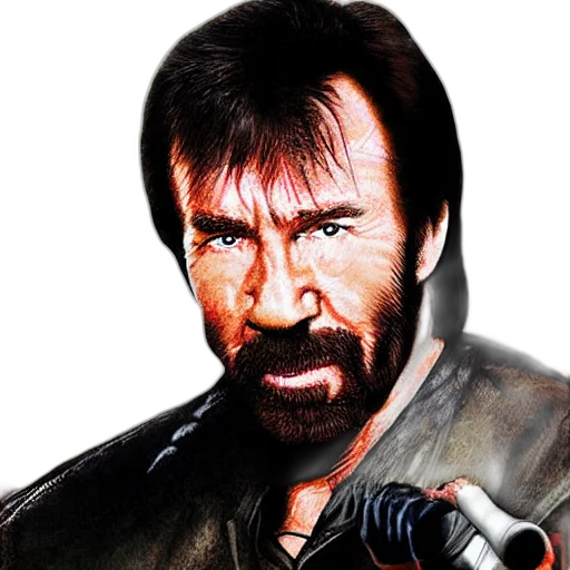 jacket, weapon, face, photorealistic transparent PNG cut-out