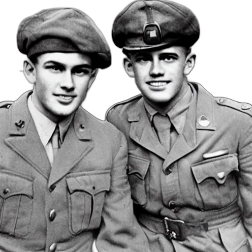 jacket, hat, professional, photograph, two, handsome, young, wwii transparent PNG cut-out