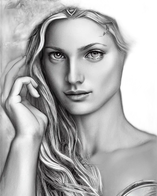 face, jewelry, crown, hair, photorealistic, pencil sketch, fantasy art, oil painting transparent PNG cut-out