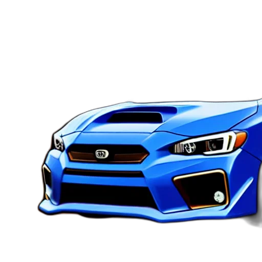 car, 3d render, concept art, photorealistic, cartoon, blue, wrx, style transparent PNG cut-out