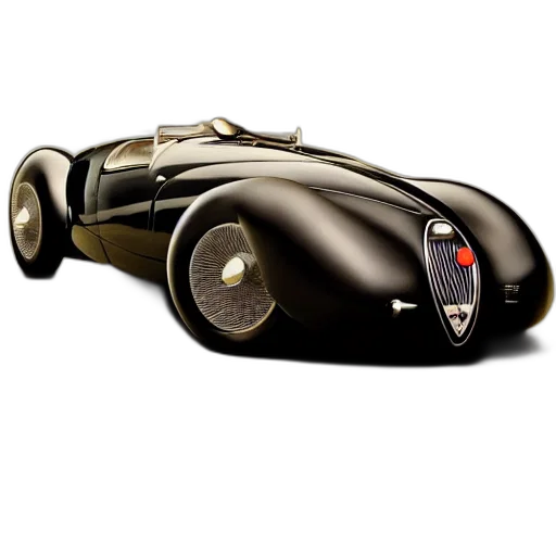 car, photorealistic, 3d render, concept art, retro, futuristic, bugatti, type transparent PNG cut-out