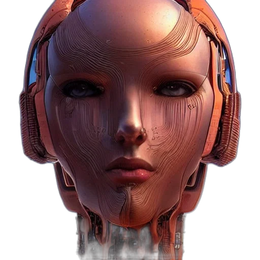 mask, robot, face, creature, cyberpunk, concept art, 3d render, fantasy art transparent PNG cut-out