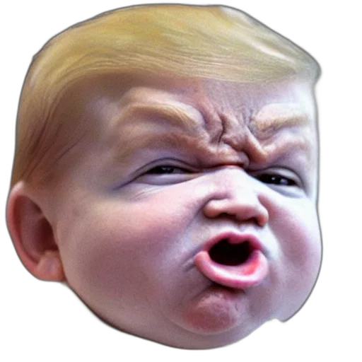 face, mask, creature, photorealistic, 3d render, angry, baby, donald transparent PNG cut-out