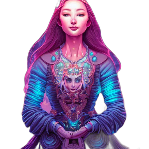 robot, dress, face, creature, cyberpunk, fantasy art, concept art, comic book art transparent PNG cut-out