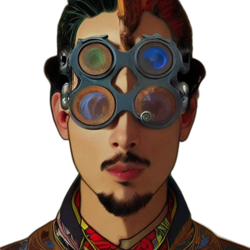 face, mask, staff, robot, photorealistic, concept art, comic book art, cyberpunk transparent PNG cut-out