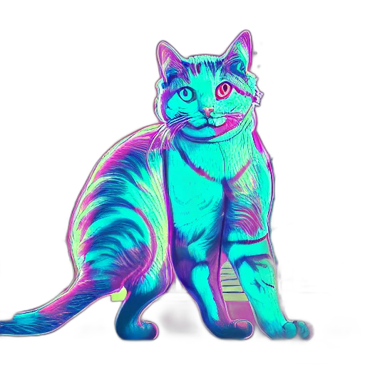 animal, creature, vaporwave, pixel art, watercolor, concept art, neon lights, blue transparent PNG cut-out