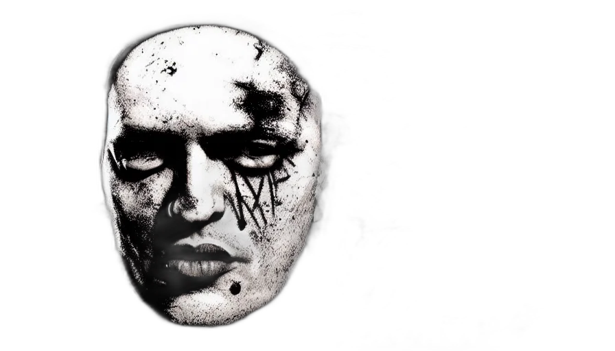 mask, face, photorealistic, concept art, comic book art, pencil sketch, grunge, plutonium transparent PNG cut-out