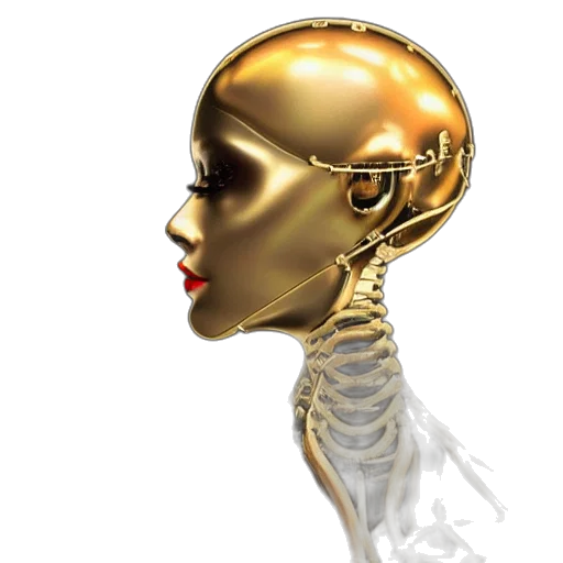 robot, jewelry, face, mask, 3d render, concept art, photorealistic, cyberpunk transparent PNG cut-out