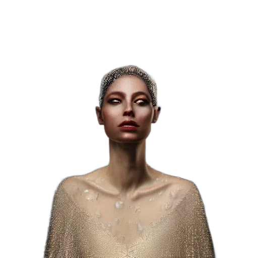 face, dress, jewelry, crown, concept art, photorealistic, fantasy art, 3d render transparent PNG cut-out