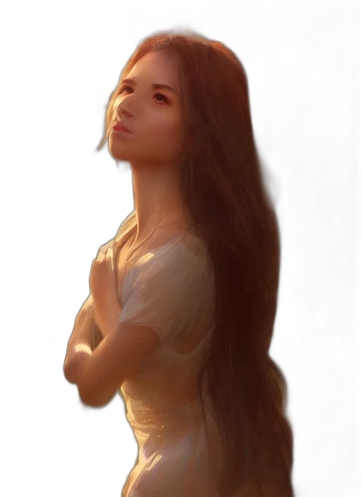 dress, hair, face, crown, photorealistic, fantasy art, concept art, oil painting transparent PNG cut-out