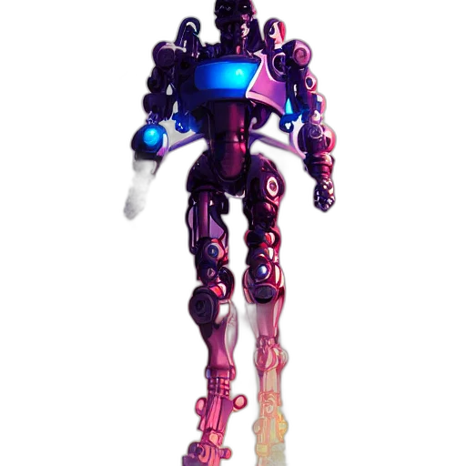 robot, weapon, staff, sword, 3d render, concept art, vaporwave, cyberpunk transparent PNG cut-out