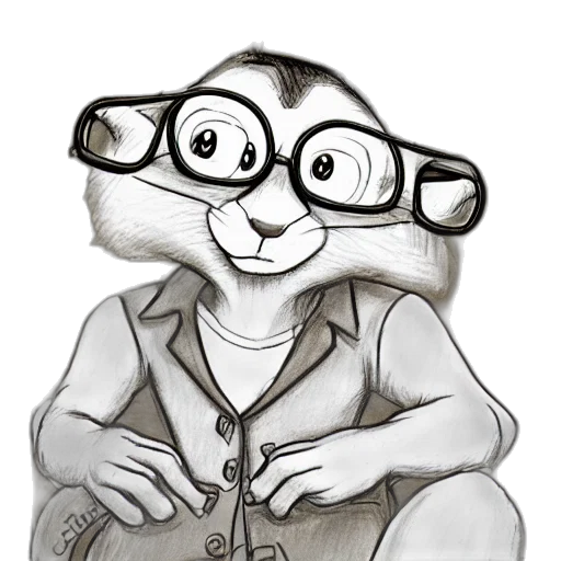 staff, jacket, animal, cartoon, concept art, comic book art, pencil sketch, drawing transparent PNG cut-out