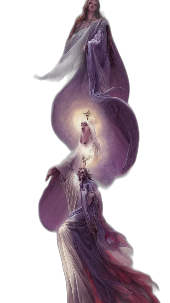 dress, staff, crown, creature transparent PNG cut-out