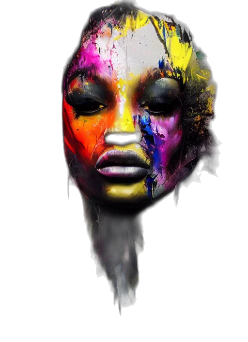 mask, face, watercolor, photorealistic transparent PNG cut-out
