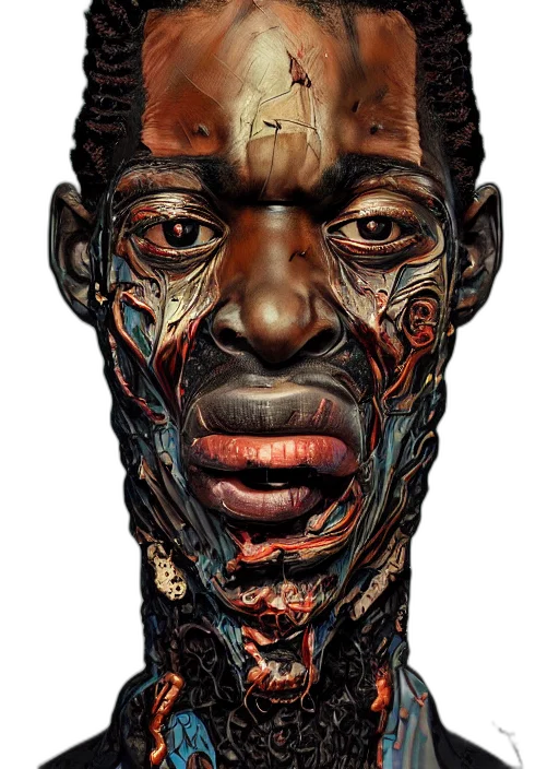 face, mask, robot, crown, photorealistic, fantasy art, 3d render, concept art transparent PNG cut-out