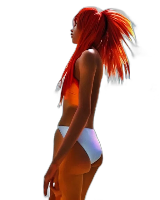 dress, hair, concept art, 3d render transparent PNG cut-out