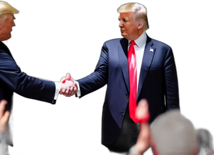 concept art, fire, press, photo, donald, trump, shaking, hands transparent PNG cut-out