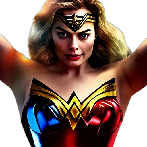 comic book art, concept art, photorealistic, fantasy art, realistic, portrait, margot, robbie transparent PNG cut-out
