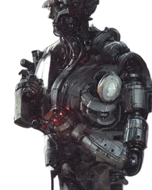 robot, face, creature, staff transparent PNG cut-out