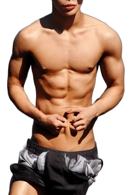 photorealistic, 3d render, hot, shirtless, years, old, man, abs transparent PNG cut-out