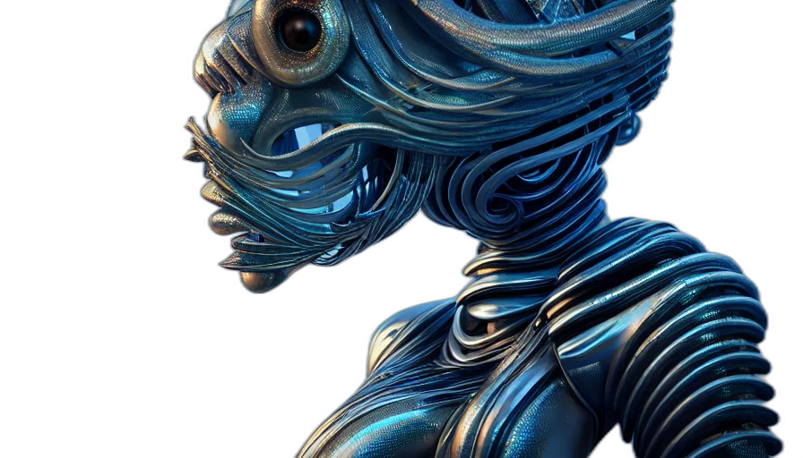 robot, mask, creature, face, concept art, 3d render, fantasy art, comic book art transparent PNG cut-out
