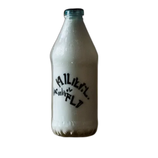 bottle, food, animal, jacket, photorealistic, 3d render, milk, inside transparent PNG cut-out