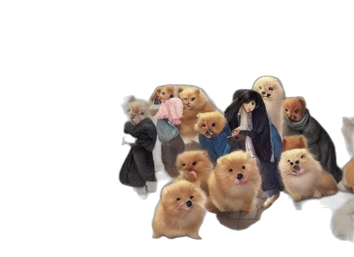 3d render, too, many, pomeranians transparent PNG cut-out