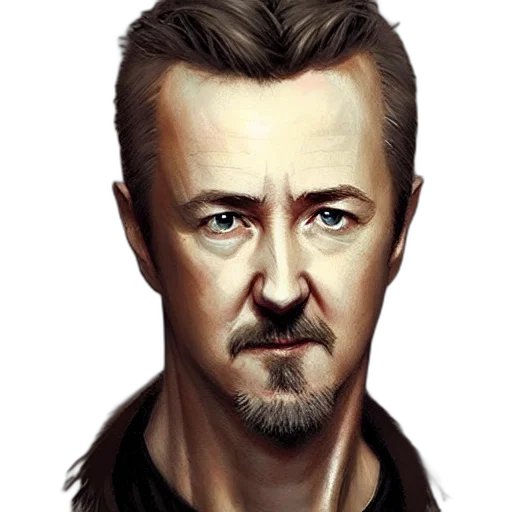 face, robot, photorealistic, comic book art, cartoon, concept art, edward, norton transparent PNG cut-out