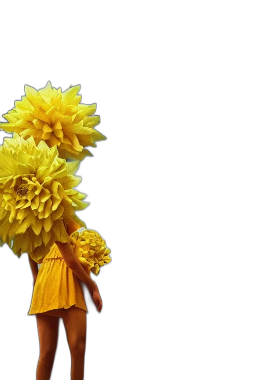 flower, dress, crown, mask, 3d render, concept art, photorealistic, golden transparent PNG cut-out
