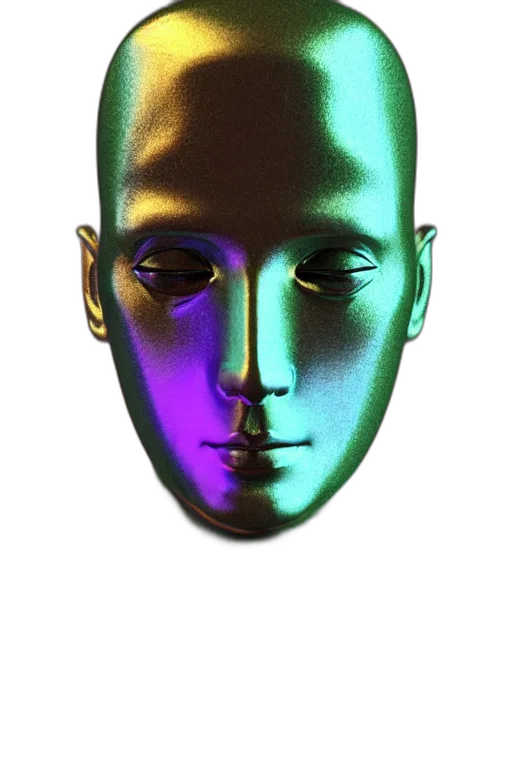 mask, face, robot, jewelry, 3d render, vaporwave, concept art, photorealistic transparent PNG cut-out