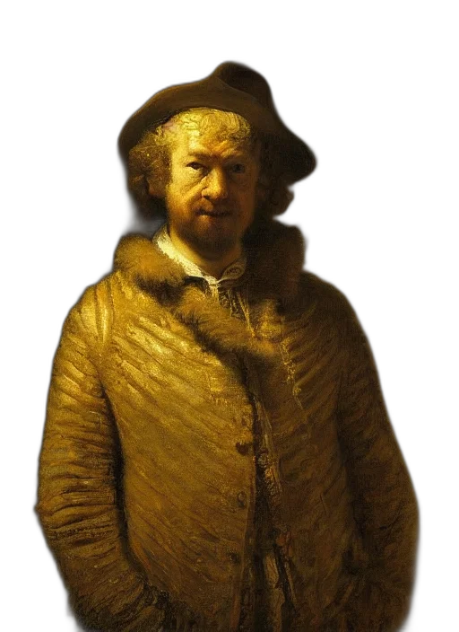 jacket, staff, face, hat, oil painting, photorealistic, 3d render, concept art transparent PNG cut-out