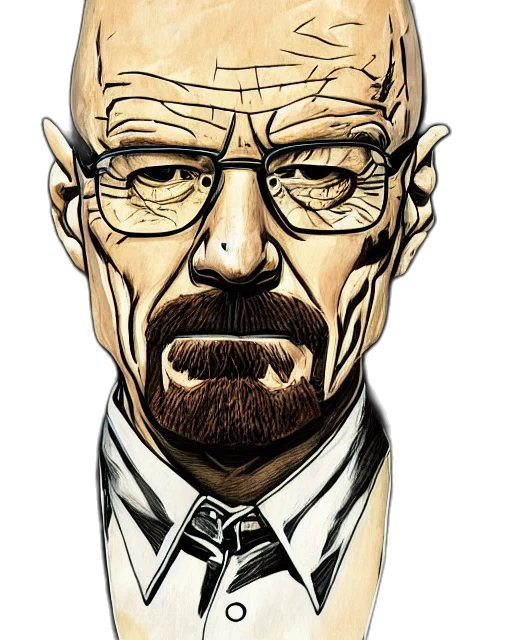 face, staff, comic book art, cartoon, concept art, photorealistic, portrait, walter transparent PNG cut-out