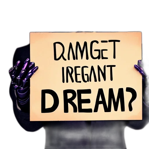 robot, concept art, 3d render, intelligence, holding, sign, text, reads transparent PNG cut-out