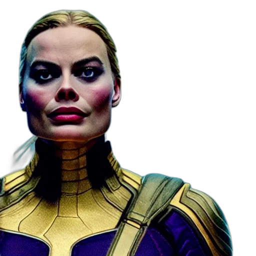 comic book art, margot, robbie, thanos transparent PNG cut-out