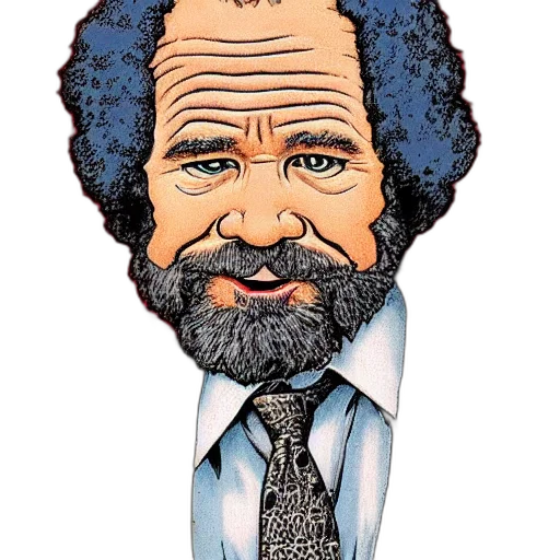 face, cartoon, bob, ross, portrait, robert, crumb transparent PNG cut-out