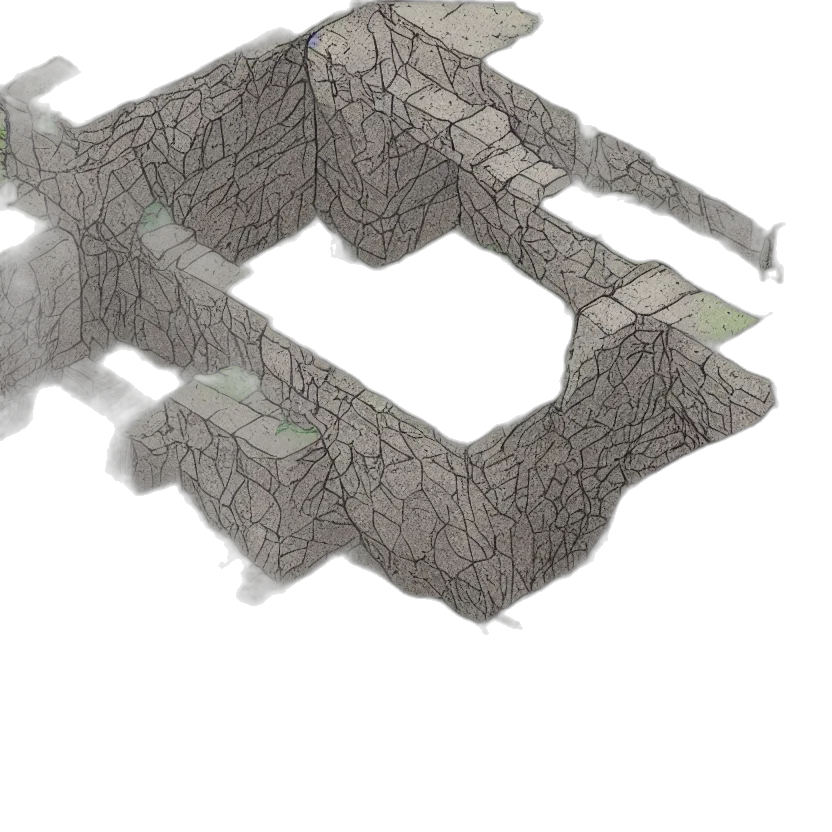 building, 3d render, concept art, isometric, view, outside, cave, colored transparent PNG cut-out