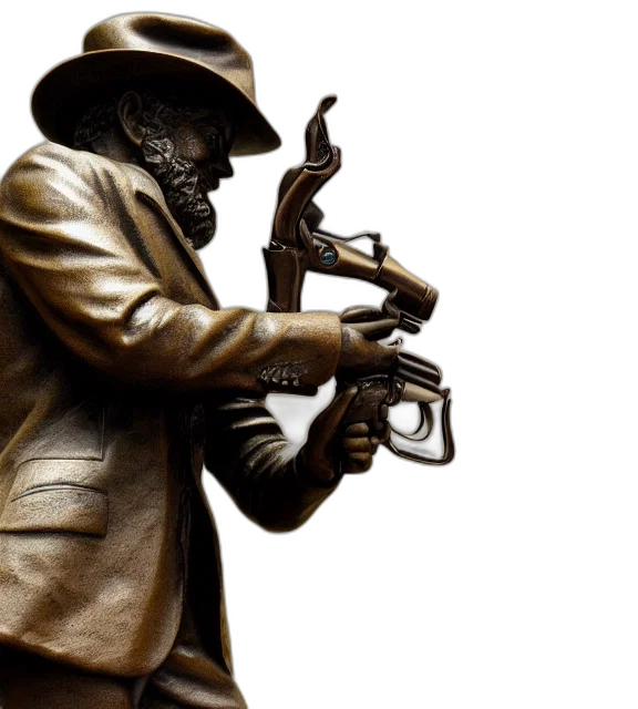 3d render, photorealistic, photo, medium, shot, bronze, statue, man transparent PNG cut-out