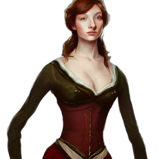 dress, crown, staff, fantasy art, concept art, photorealistic, oil painting, red transparent PNG cut-out