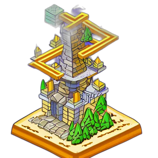 building, crown, furniture, pixel art, concept art, 3d render, fantasy art, forest transparent PNG cut-out