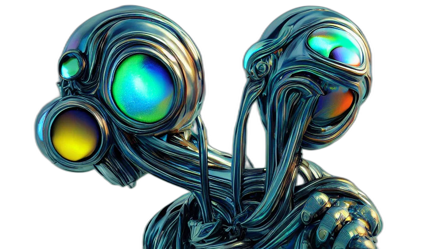 robot, mask, creature, concept art, 3d render, cyberpunk, comic book art, outer space transparent PNG cut-out