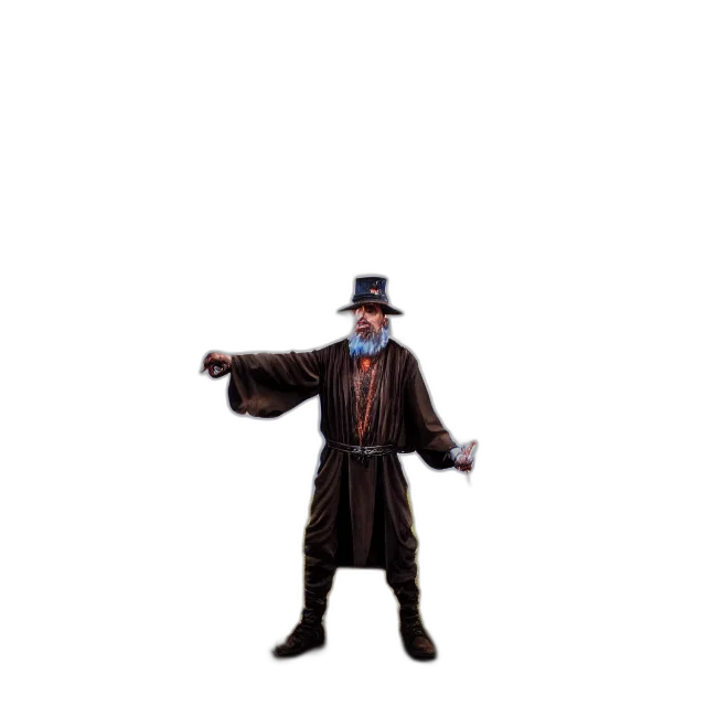 hat, staff, jacket, robot, concept art, pixel art, 3d render, fantasy art transparent PNG cut-out