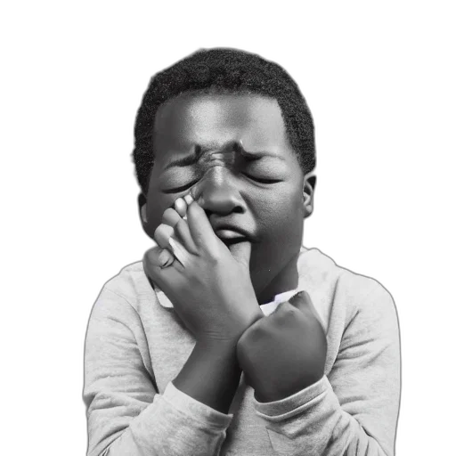 photo, black, boy, crying, studio, portrait transparent PNG cut-out