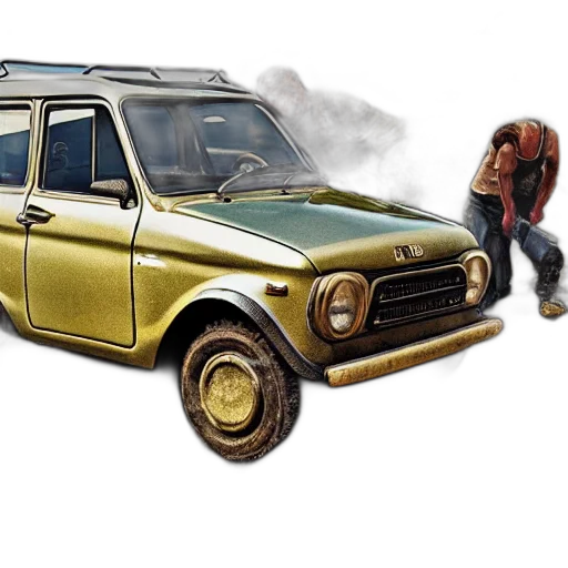 car, photorealistic, concept art, 3d render, fantasy art, russian, gopnik, using transparent PNG cut-out
