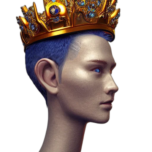 crown, jewelry, face, hat, photorealistic, 3d render, concept art, fantasy art transparent PNG cut-out